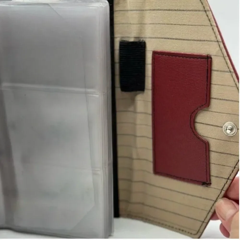 Rolodex Maroon Leather Business Card Binder Portfolio Zip Notebook